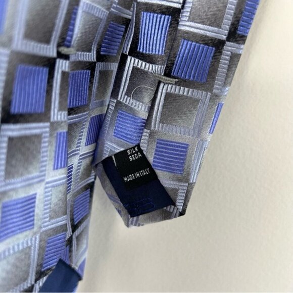 Balenciaga 100% Silk Purple Geometric Tie - Picture 3 of 5